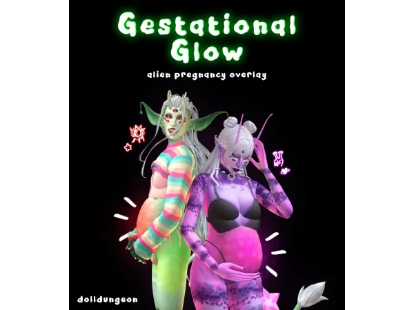 Maxis Match GESTATIONAL GLOW Alien Pregnancy Overlay by Dolldungeon - The Sims 4 Custom Content