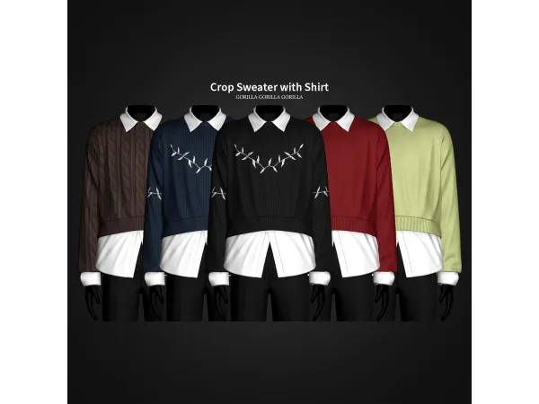 Alpha Crop Sweater with Shirt by gorillax3 - The Sims 4 Custom Content