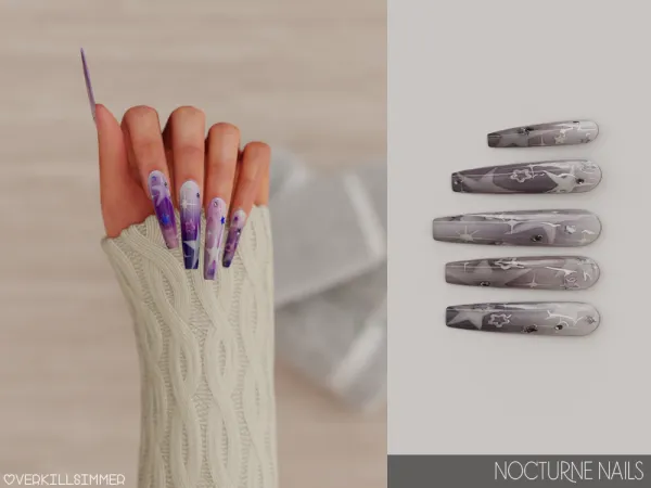 Alpha Nocturne nails - The Sims 4 Custom Content
