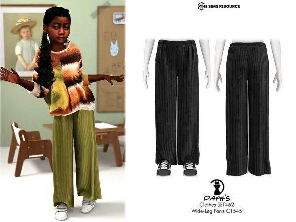 Alpha Daph's Clothes SET462 Wide Leg Pants C1545 - The Sims 4 Custom Content