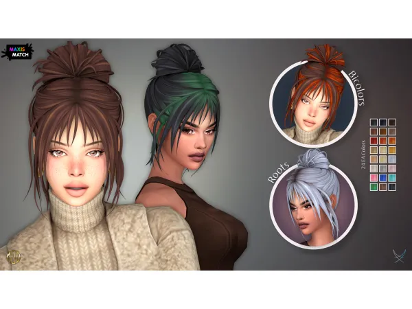 Maxis Match Elena Hairstyle - The Sims 4 Custom Content