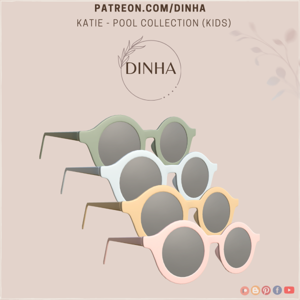 Alpha Katie Pool Collection (Kids Glasses) by dinhagamer - The Sims 4 Custom Content
