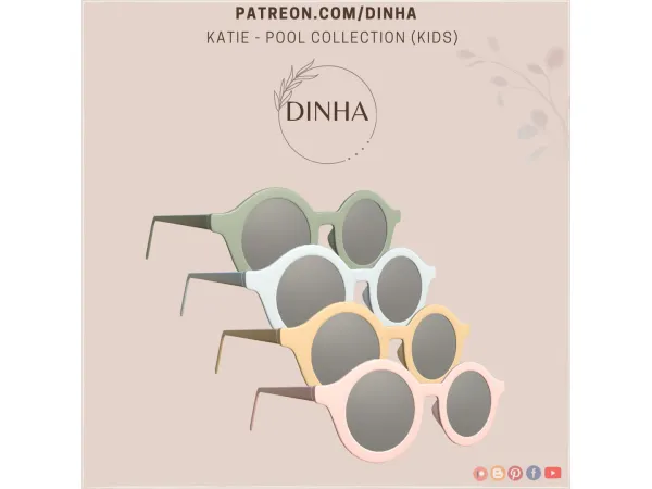 Alpha Katie Pool Collection (Kids Glasses) - The Sims 4 Custom Content
