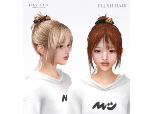 Alpha [PLUSH] hair by cazhancc - The Sims 4 Custom Content