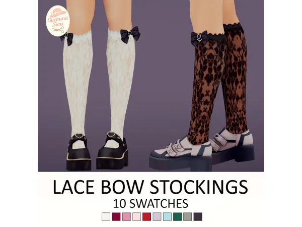 Maxis Match Lace Bow Stockings by Guemarasims - The Sims 4 Custom Content