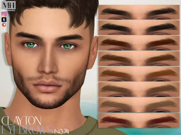Alpha Clayton Eyebrows N374 - The Sims 4 Custom Content