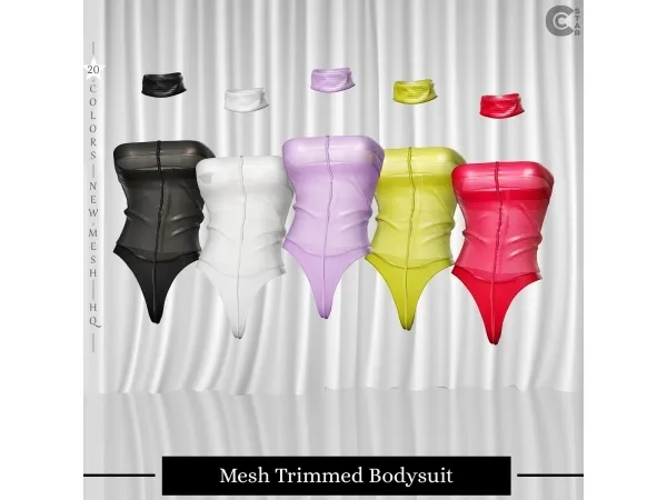 Mesh Trimmed Bodysuit - cool_content)star
