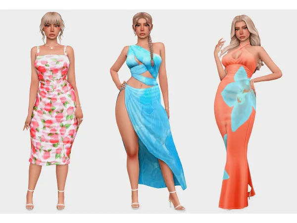 Maxis Match patterned dresses sims 4 lookbook by boujeesimss - The Sims 4 Custom Content
