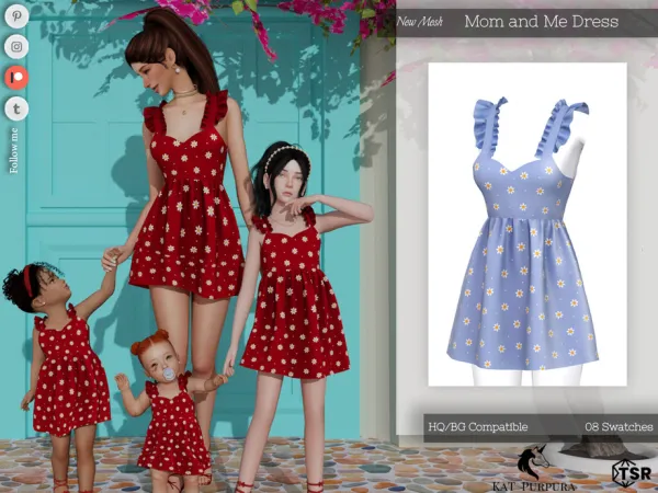Alpha Mom and me Dress Female by - The Sims 4 Custom Content
