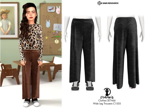 Alpha Daph's Clothes SET466 Wide Leg Trousers C1555 - The Sims 4 Custom Content