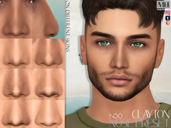 Alpha Clayton Nose Preset N50 - The Sims 4 Custom Content