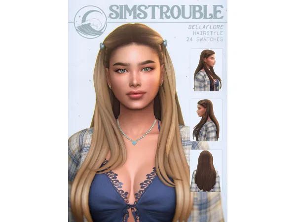 Maxis Match Bellaflore Hairstyle (3 Versions) by simstrouble - The Sims 4 Custom Content