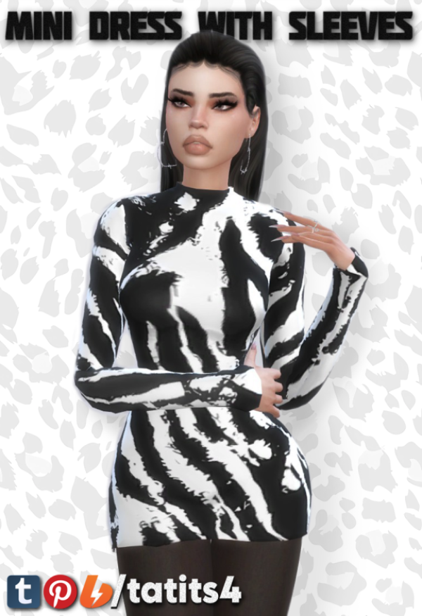 Maxis Match mini dress with sleeves by tatits4 - The Sims 4 Custom Content