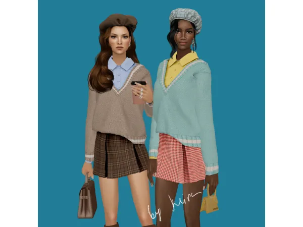 Klira AF Top Preppy Winter Look07 - The Sims 2 Custom Content