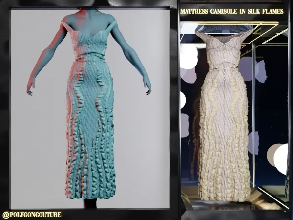 Alpha mattress camisole in silk flames by polygoncouture - The Sims 4 custom content