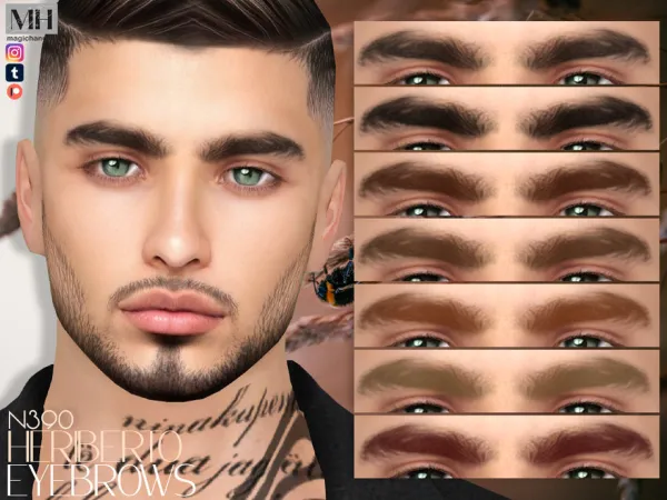 Alpha Heriberto Eyebrows N390 - The Sims 4 Custom Content