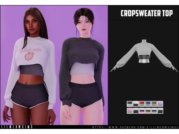 Alpha Crop Sweater Top - The Sims 4 Custom Content