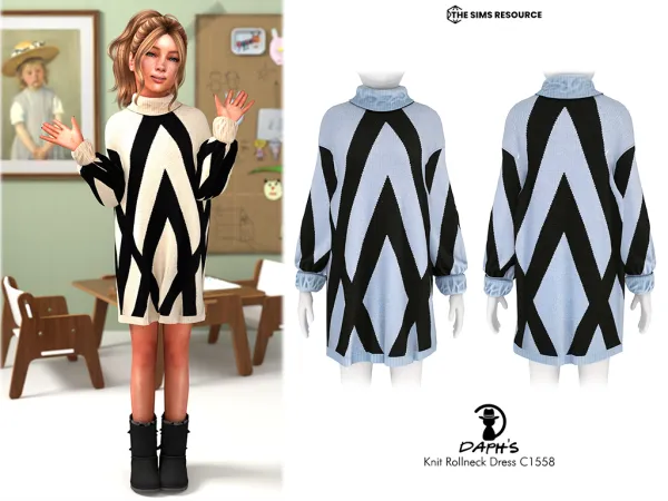 Alpha Daph's Knit Rollneck Midi Dress C1558 - The Sims 4 Custom Content