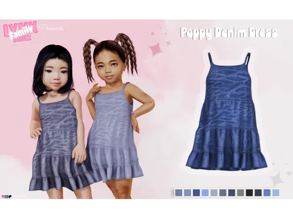 Alpha Poppy Denim Dress Toddler by lynxsimzfamily - The Sims 4 Custom Content