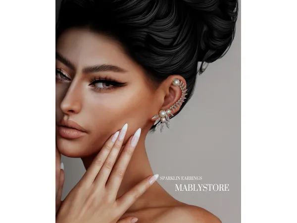Alpha SPARKLE EARRINGS by Mably - The Sims 4 Custom Content