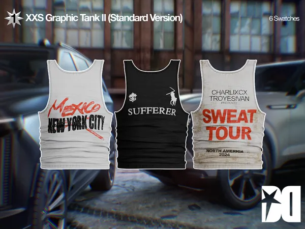Alpha XXS Graphic Tank (Standard Verison) - The Sims 4 Custom Content