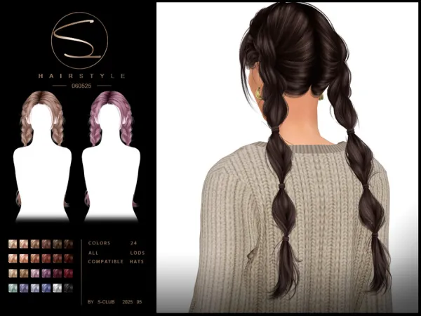 Alpha S Club_060525_doublebraids hairstyle - The Sims 4 Custom Content