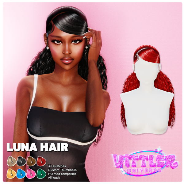 Alpha Luna Female Hair by simsfinds - The Sims 4 Custom Content