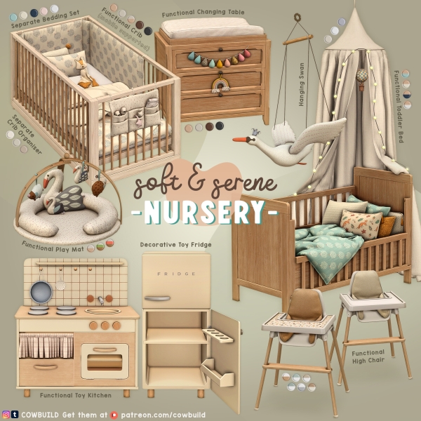 Mix May 2023 Set (1) Soft & Serene Nursery by cowbuild - The Sims 4 custom content
