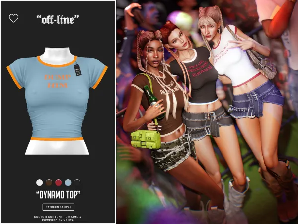 Alpha off line dynamo top (sample) - The Sims 4 Custom Content
