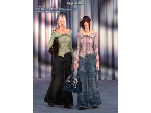 Alpha [SUNBERRY] 2509 Y2K Daily Outfit - The Sims 4 Custom Content