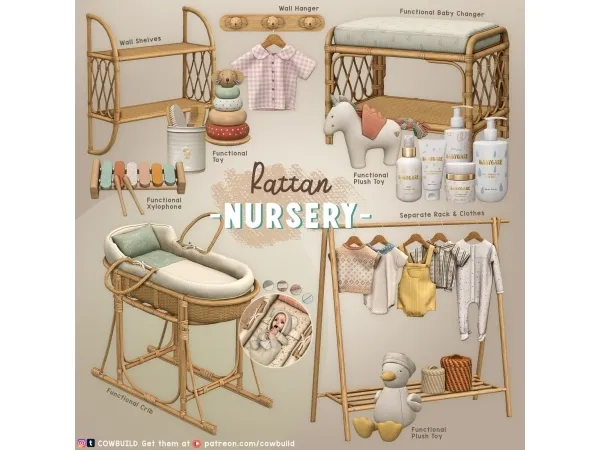 Mix July 2023 Set (1) Rattan Nursery - The Sims 4 Custom Content