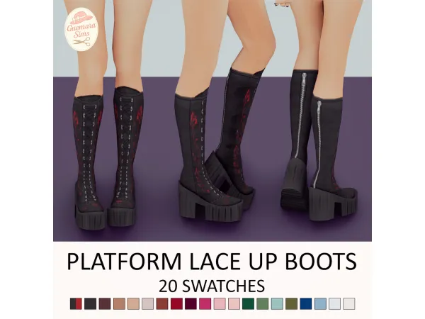 Maxis Match Platform Lace Up Boots by Guemarasims - The Sims 4 Custom Content