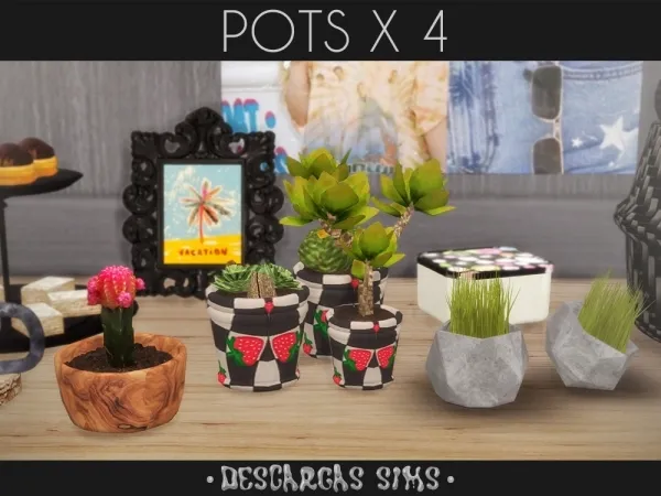 Alpha Pots x 4 - The Sims 4 Custom Content