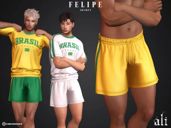Alpha FELIPE shorts by Ali - The Sims 4 Custom Content