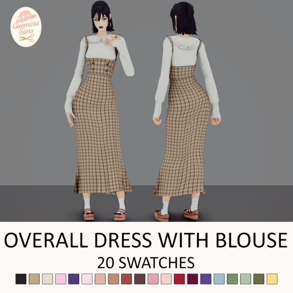 Maxis Match Overall Dress with Blouse by simsfinds - The Sims 4 Custom Content