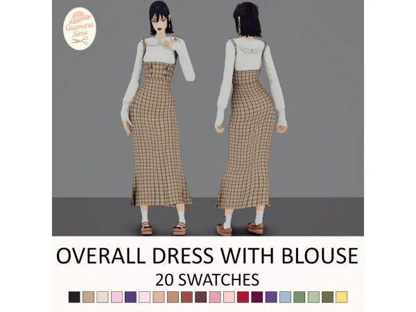 Maxis Match Overall Dress with Blouse by Guemarasims - The Sims 4 Custom Content