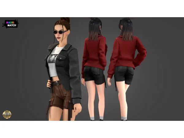 Maxis Match Poppy set Jacket by Modco Studios - The Sims 4 Custom Content
