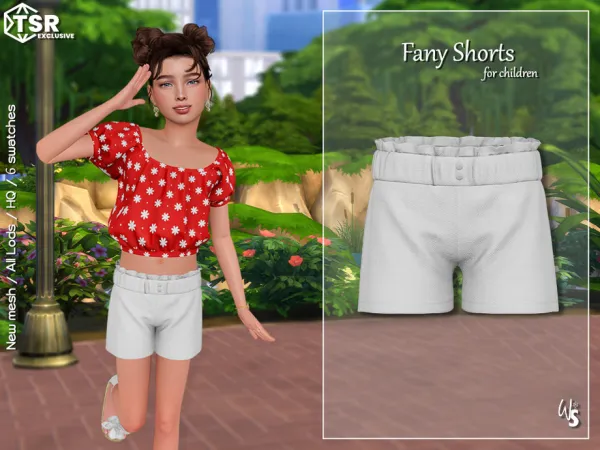 Alpha Fany Set Shorts for child by wisteriasims - The Sims 4 Custom Content