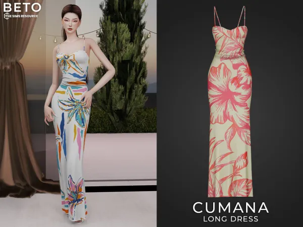 Alpha Cumana (Long Dress) by Beto - The Sims 4 Custom Content