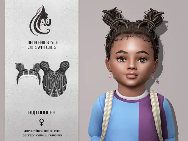 Alpha Nana locs for toddlers - The Sims 4 Custom Content