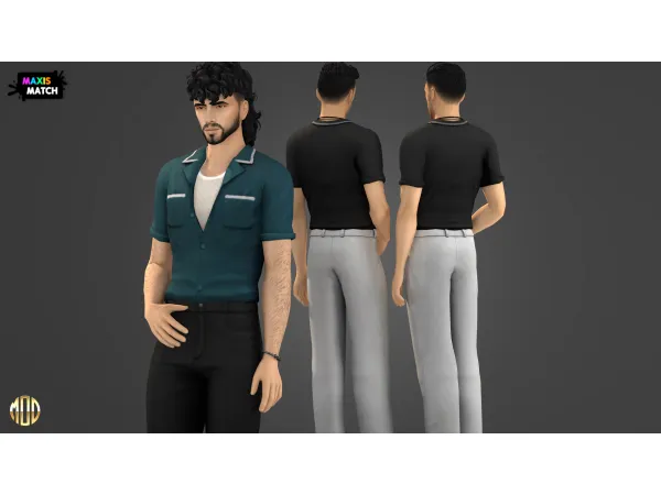 Maxis Match OLIVER SET MESH TOP SHIRT ModCo Studios - The Sims 4 Custom Content