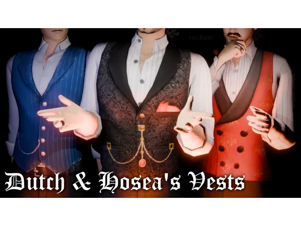 Maxis Match dutch and hosea's vests set by mellosakicc - The Sims 4 Custom Content