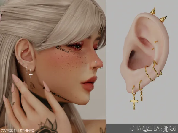 Alpha Charlize earrings - The Sims 4 Custom Content
