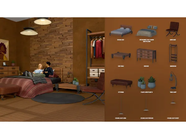Maxis Match CYRANO BACHELOR BEDROOM ModCo Studios - The Sims 4 Custom Content