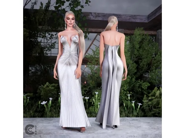 Alpha Hearts Sculptural Silk Gown cool_content_star - The Sims 4 Custom Content