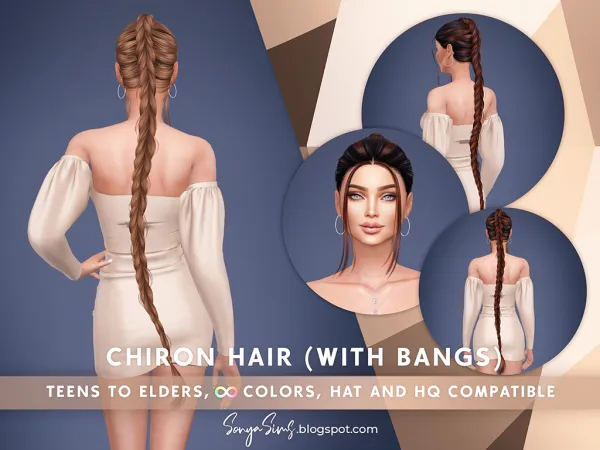 Alpha Chiron Hair (With front Strand Bangs) - The Sims 4 Custom Content