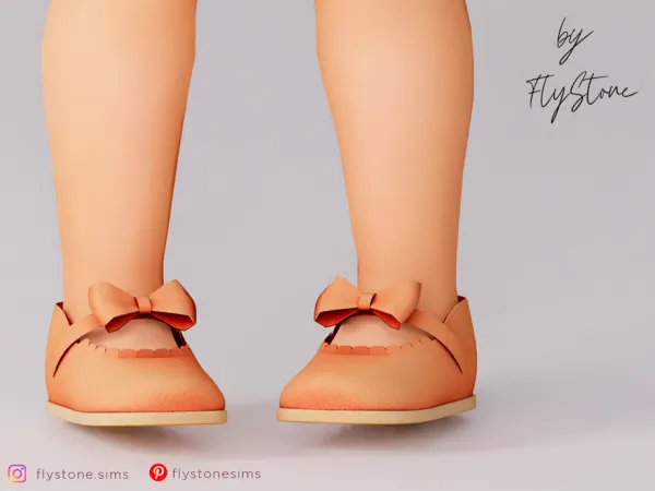 Maxis Match Toddler Leather Flats With A Bow by FlyStone - The Sims 4 Custom Content