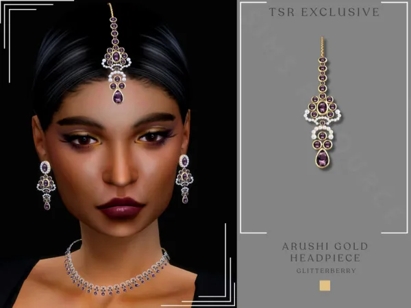 Alpha Arushi Gold Headpiece - The Sims 4 Custom Content