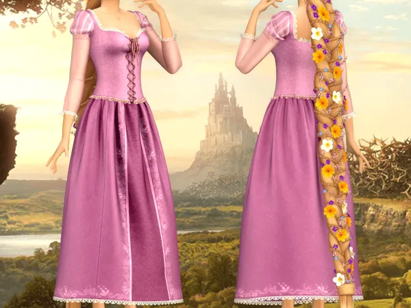 Maxis Match Rapunzel Dress Enrolados - The Sims 4 Custom Content