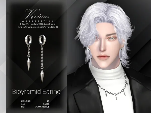 Alpha Bipyramid Earing by VivianDang - The Sims 4 Custom Content